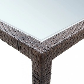 barna polyrattan kültéri étkezőasztal 200 x 150 x 74 cm