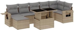 vidaXL 8 részes bézs polyrattan kerti ülőgarnitúra párnával