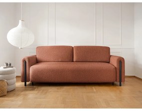 Terrakotta színű buklé kinyitható-tárolóhelyes kanapé 244 cm Arcadova – ELTAP