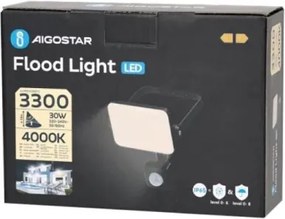 Aigostar - LED Reflektor érzékelővel LED/30W/230V 4000K IP65 fekete