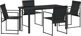 vidaXL Kert étkező szett 5 pcs Fekete Porszórt acél