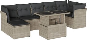 vidaXL 8 részes világosszürke polyrattan kerti ülőgarnitúra párnával
