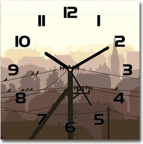 Óra edzett üveg Város feszültség vonal 30x30cm