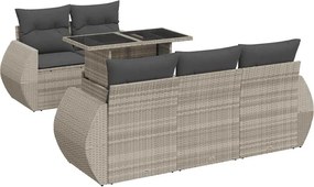 vidaXL 6 részes világosszürke polyrattan kerti ülőgarnitúra párnákkal