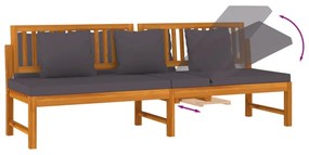 tömör akácfa kanapé szürke párnákkal 200 x 60 x 75 cm