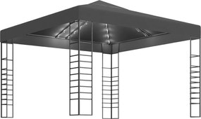vidaXL antracitszürke kerti pavilon LED fényfüzérrel 3 x 3 m