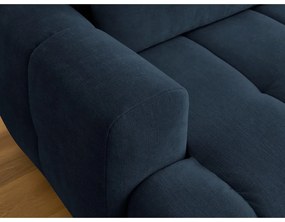 Sötétkék kinyitható-tárolóhelyes sarokkanapé (jobb oldali-heverő résszel) Fuji – Bobochic Paris