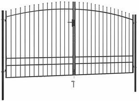 vidaXL kétajtós lándzsahegytetejű kerítéskapu 400 x 249,5 cm