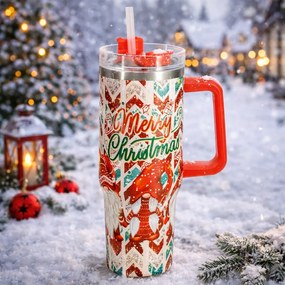 Merry Christmas karácsonyi termokanna 1,2 l, piros