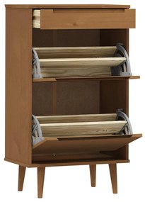 MOLDE barna tömör fenyőfa cipőszekrény 59,5 x 35 x 103 cm