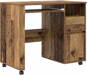 vidaXL Kerekes íróasztal fiókkal Öreg fa 91 x 50 x 77 cm Faanyag