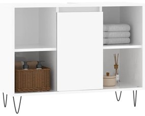 magasfényű fehér szerelt fa fürdőszobaszekrény 80 x 33 x 60 cm