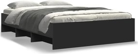 vidaXL fekete szerelt fa ágykeret 135 x 190 cm