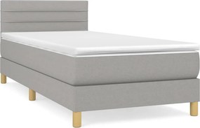 vidaXL világosszürke szövet rugós ágy matraccal 100 x 200 cm