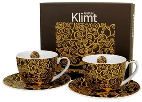 Porceláncsésze+alj, 270ml, 2 személyes, dobozban, Klimt: Életfa