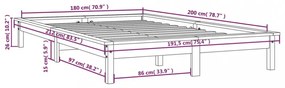 mézbarna tömör fenyőfa ágykeret 180 x 200 cm (Super King)