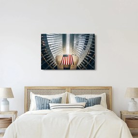 Építkezés az USA zászlóval képe (90x60 cm)