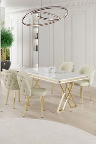 Rigel étkezőgarnitúra, fehér-arany, 130 cm – TR240CHR2225