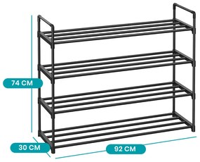 4 szintes fém cipőtartó 92x30x72cm