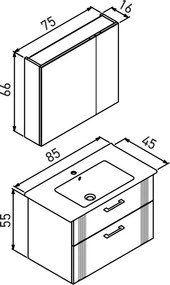 Bari mosdószekrény, 85 cm – TR785PNC1532