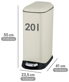 Krémszínű acél pedálos szemetes 20 l Design – Wenko