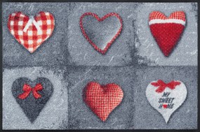 Szürke és piros szívek, szennyfogó szőnyeg - 50*75 cm (Választható méretek: 60*180 cm)