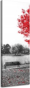 Vászonkép Szürke Piros levelek Kontraszt 40x120 cm