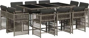 vidaXL 11 részes szürke polyrattan kerti ülőgarnitúra párnákkal