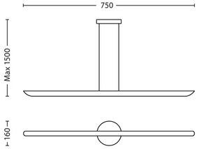 Philips 40747/48/16 - LED Dimmelhető csillár MYLIVING SELV 2xLED/7,5W/230V