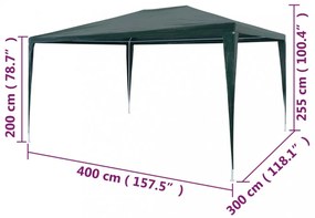 zöld PE rendezvénysátor 3 x 4 m