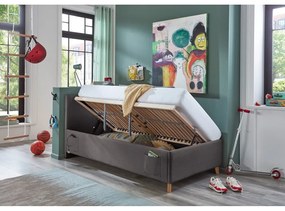 Antracitszürke kárpitozott ágyneműtartós gyerekágy ágyráccsal 90x200 cm Cool – Meise Möbel
