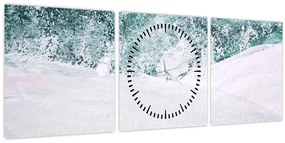 Kép - Türkiz absztrakció (órával) (90x30 cm)