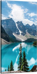 Vászonkép Természet Hegyek Erdő Kék víz 40x80 cm