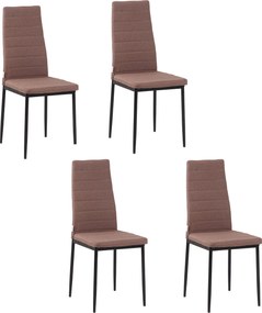 HOMCOM 4 darabos Kárpitozott Szék Szett Nappalihoz vagy Étkezőhöz, Modern Konyhai Székek, Fém és Khaki Szövet | Aosom