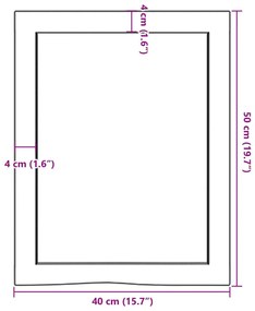 sötétbarna kezelt tömör tölgyfa fali polc 40x50x(2-6) cm