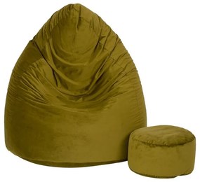 Ülőzsák lábtartóval olíva velúr