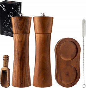 Kézi daráló Fa só- és borsszóró készlet