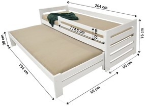Wilsondo VERONIKA 7 gyerekágy 90x200 vendégággyal - natúr