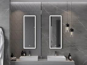 Mexen Coro fürdőszobai tükör megvilágítással 45 x 120 cm, LED 6000K, páramentes, fekete keret - 9817-045-120-611-70
