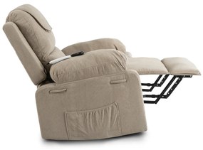 Elektromosan Vezérelhető Masszázsfunkciós Relaxfotel Bézs Színben, Felállást Segítő Funkcióval. FENIX