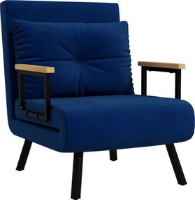 HOMCOM Állítható Háttámlás Kanapéágy 5 Szinten, Összecsukható Kanapéágy Párnákkal, Kárpitozott Szövet, Acél és Fa, 63x73x81 cm, Kék | Aosom