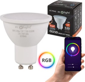 Led izzó Candle E14 6W Rgb Cct 520lm Wifi-meleg fehér, energiatakarékos