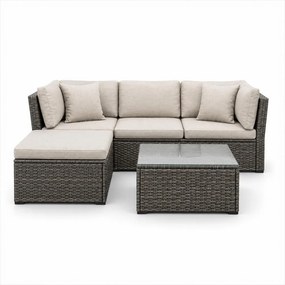 AVENBERG ARANCIO Kerti rattan garnitúra - szürke/bézs