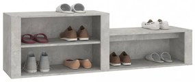 betonszürke szerelt fa cipőszekrény 150x35x45 cm