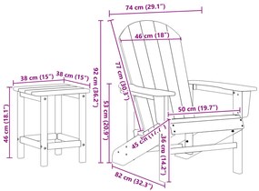 3 Részes Kerti Lounge Készlet Tengerészkék HDPE