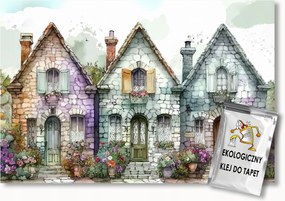 Fotótapéta Flizelina Gyerekek Város Házak Utca Kert Virágok 400x280 ragasztó