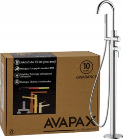 Kádtöltő csaptelep szabadon álló padló Zuhany fülhallgató tömlő króm Avapax