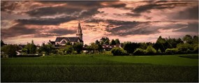 Tájkép templommal (120x50 cm)