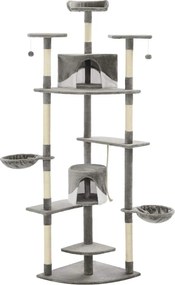 vidaXL szürke/fehér macskabútor szizál kaparófákkal 203 cm