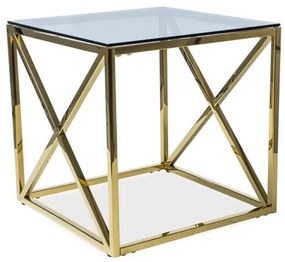 Elise négyzet alakú dohányzóasztal, átlátszó / arany